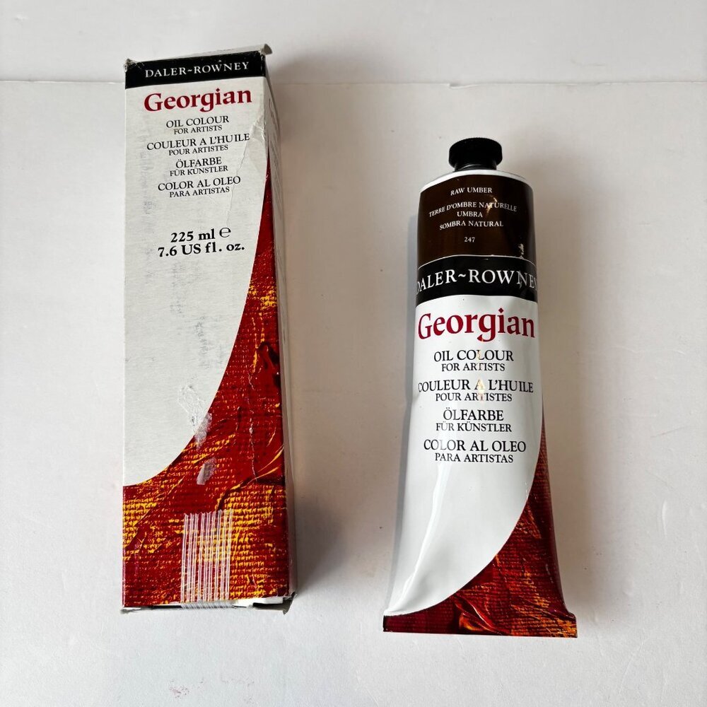 Daler-Rowney Georgian Oil Colour Raw Umber 247 225 ml 7.6 oz‎ Tube For Artists